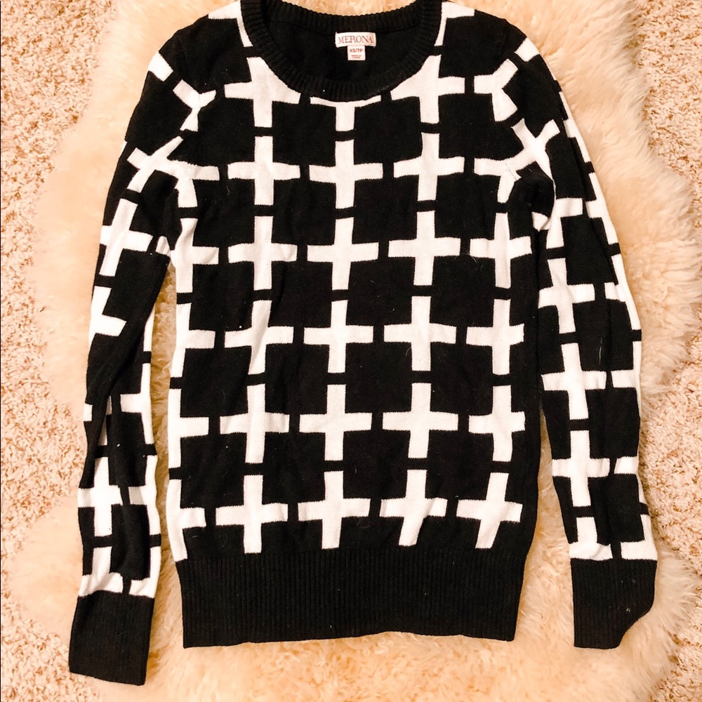 Merona Black & White Checkered Sweater